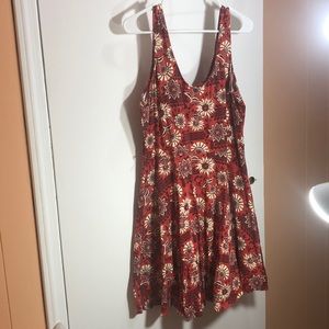 Red Patterned Skater Dress